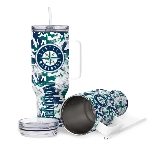 customized seattle mariners camo mashup navy blue white curved tumbler high quality 1.webp
