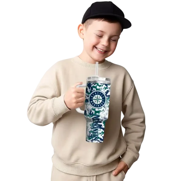 customized seattle mariners camo mashup navy blue white curved tumbler latest model 1.webp