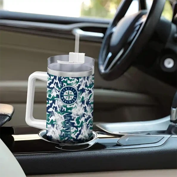 customized seattle mariners camo mashup navy blue white curved tumbler trendy 1.webp