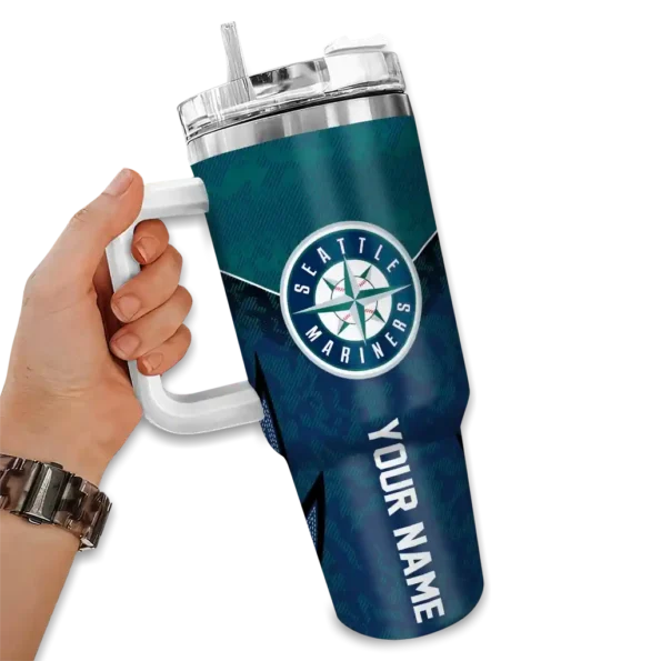 customized seattle mariners chevron stripe navy blue curved tumbler fashion forward 1.webp