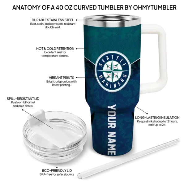 customized seattle mariners chevron stripe navy blue curved tumbler new arrival 1.webp