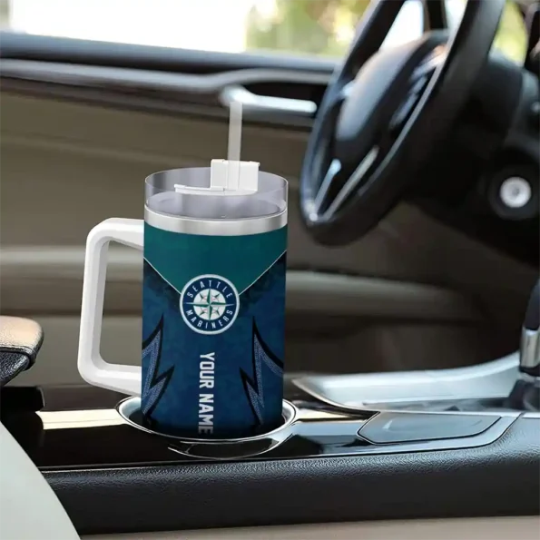 customized seattle mariners chevron stripe navy blue curved tumbler trendy 1.webp