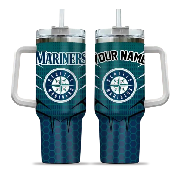 customized seattle mariners hex texture navy blue curved tumbler best selling 1.webp
