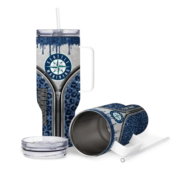 customized seattle mariners leopard zipper navy blue curved tumbler high quality 1.webp