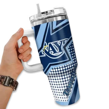 customized tampa bay rays arrow burst navy curved tumbler fashion forward 1.webp