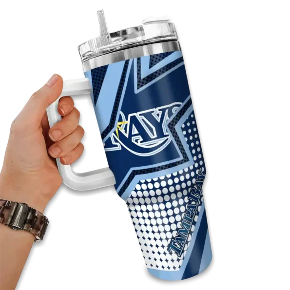 customized tampa bay rays arrow burst navy curved tumbler fashion forward 1.webp