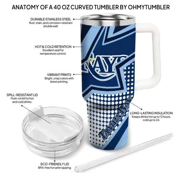customized tampa bay rays arrow burst navy curved tumbler new arrival 1.webp