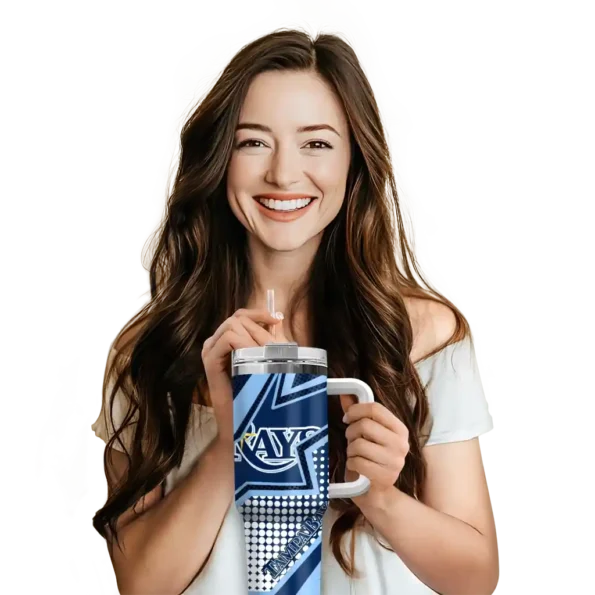 customized tampa bay rays arrow burst navy curved tumbler premium grade 1.webp