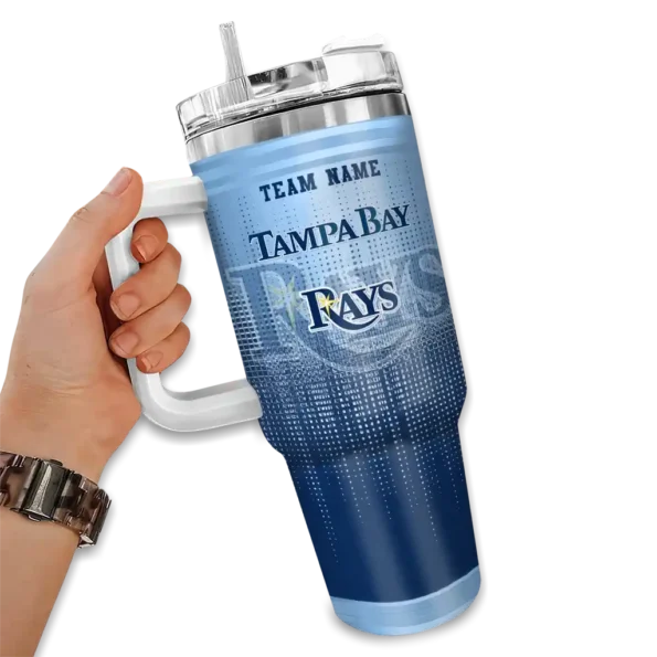 customized tampa bay rays gradient dots navy curved tumbler fashion forward 1.webp