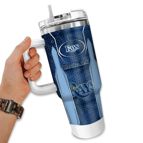 customized tampa bay rays hexagon armor navy curved tumbler fashion forward 1.webp