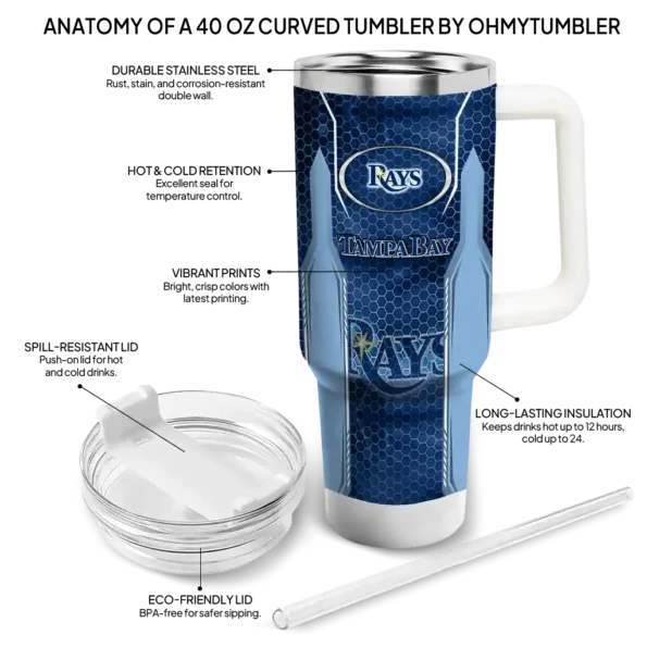 customized tampa bay rays hexagon armor navy curved tumbler new arrival 1.webp