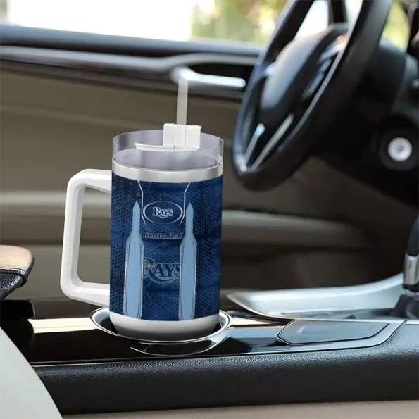 customized tampa bay rays hexagon armor navy curved tumbler trendy 1.webp