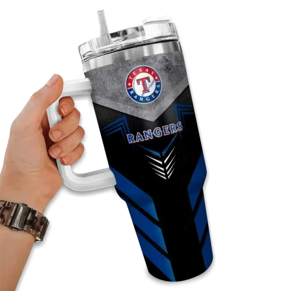 customized texas rangers arrow armor blue black curved tumbler fashion forward 1.webp