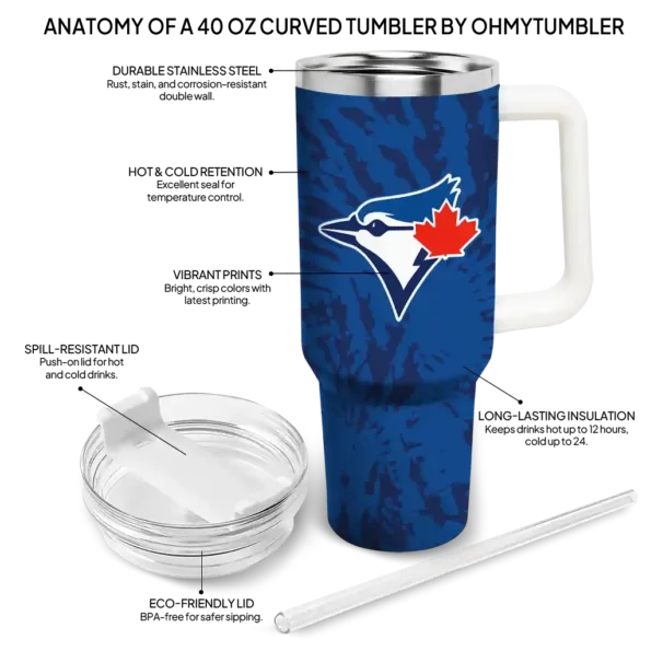 customized toronto blue jays burst swirl blue curved tumbler new arrival 1.webp