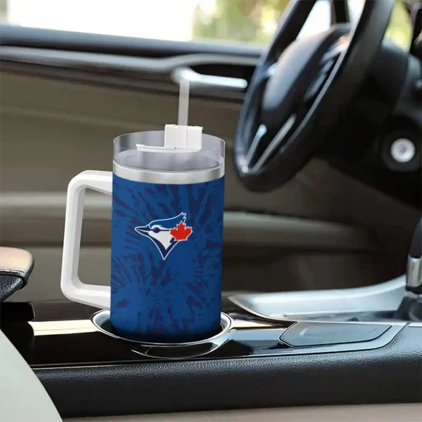 customized toronto blue jays burst swirl blue curved tumbler trendy 1.webp