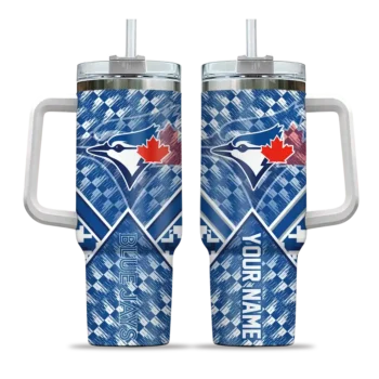 customized toronto blue jays chevron angle blue curved tumbler best selling 1.webp