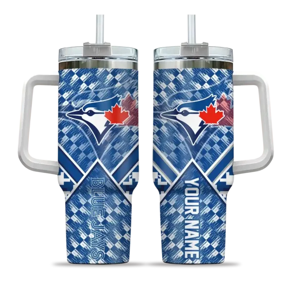 customized toronto blue jays chevron angle blue curved tumbler best selling 1.webp