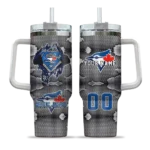 customized toronto blue jays superman shield blue gray curved tumbler best selling 1.webp