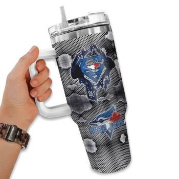 customized toronto blue jays superman shield blue gray curved tumbler fashion forward 1.webp