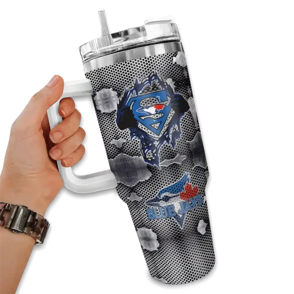 customized toronto blue jays superman shield blue gray curved tumbler fashion forward 1.webp