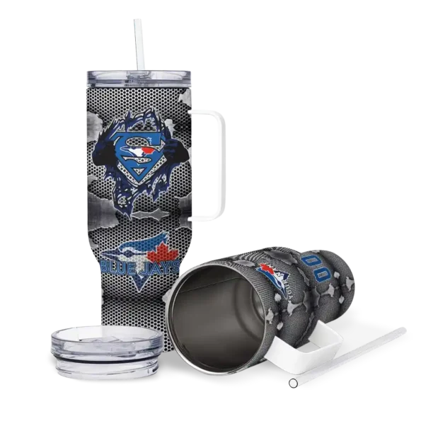 customized toronto blue jays superman shield blue gray curved tumbler high quality 1.webp
