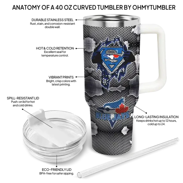 customized toronto blue jays superman shield blue gray curved tumbler new arrival 1.webp