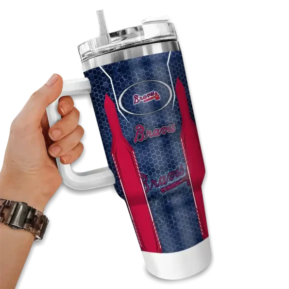 personalized atlanta braves hexagon armor navy curved tumbler fashion forward 1 1.webp