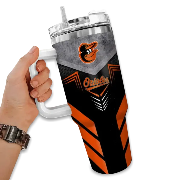 personalized baltimore orioles arrow armor orange black curved tumbler fashion forward 1 1.webp