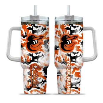 personalized baltimore orioles camo mashup orange white curved tumbler best selling 1 1.webp
