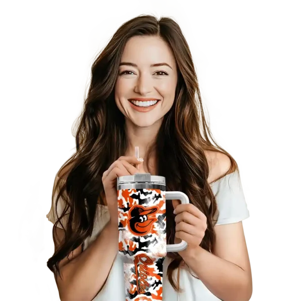personalized baltimore orioles camo mashup orange white curved tumbler premium grade 1 1.webp