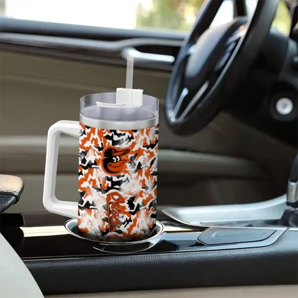 personalized baltimore orioles camo mashup orange white curved tumbler trendy 1 1.webp