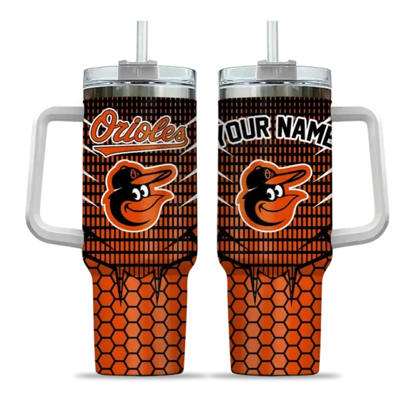 personalized baltimore orioles hex texture orange curved tumbler best selling 1 1.webp