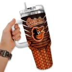 personalized baltimore orioles hex texture orange curved tumbler best selling 1 1.webp