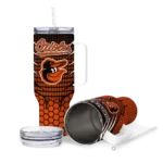 personalized baltimore orioles hex texture orange curved tumbler best selling 1 1.webp