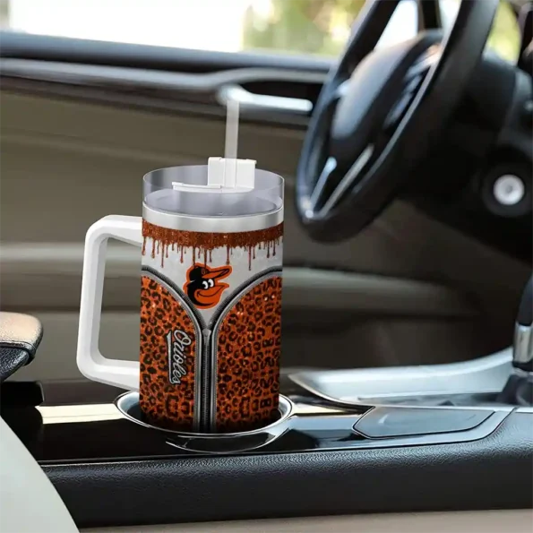 personalized baltimore orioles leopard zipper orange curved tumbler trendy 1 1.webp