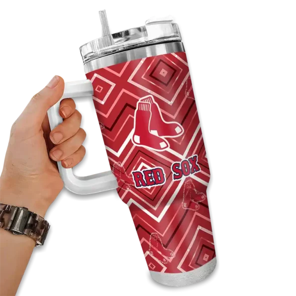 personalized boston red sox bold diamonds red curved tumbler fashion forward 1 1.webp
