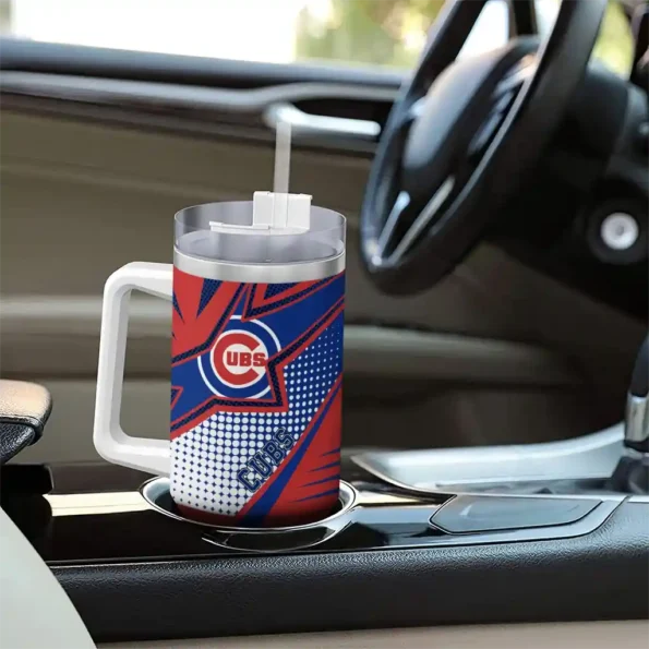 personalized chicago cubs arrow burst blue curved tumbler trendy 1 1.webp