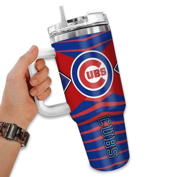 personalized chicago cubs chevron layers blue curved tumbler fashion forward 1 1.webp