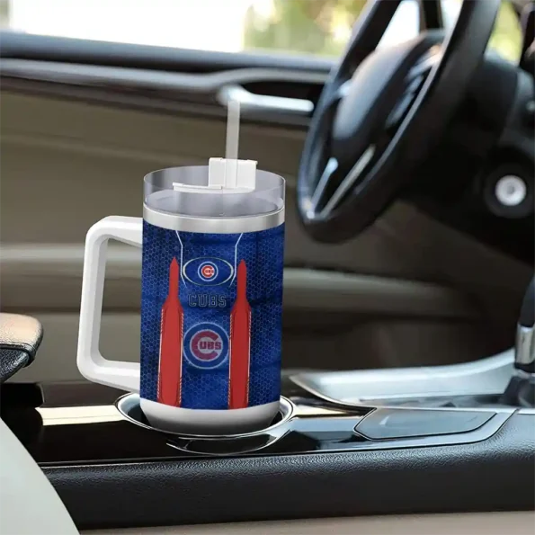 personalized chicago cubs hexagon armor blue curved tumbler trendy 1 1.webp
