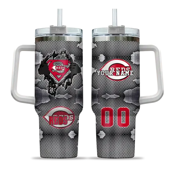 personalized cincinnati reds superman shield red gray curved tumbler best selling 1 1.webp