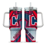 personalized cleveland guardians arrow burst navy blue curved tumbler best selling 1 1.webp