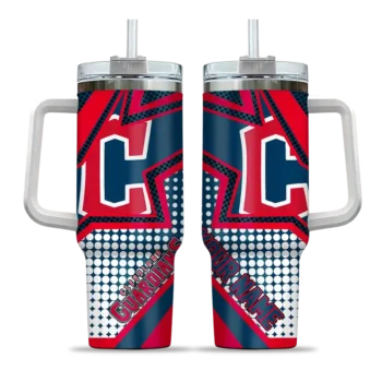 personalized cleveland guardians arrow burst navy blue curved tumbler best selling 1 1.webp