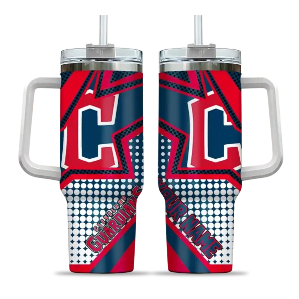 personalized cleveland guardians arrow burst navy blue curved tumbler best selling 1 1.webp