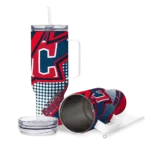 personalized cleveland guardians arrow burst navy blue curved tumbler best selling 1 1.webp