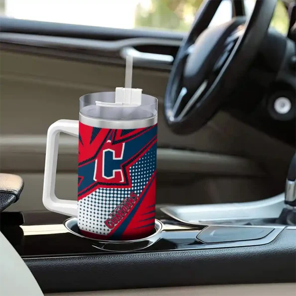 personalized cleveland guardians arrow burst navy blue curved tumbler trendy 1 1.webp