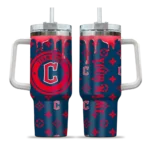 personalized cleveland guardians bullseye drips navy blue curved tumbler best selling 1 1.webp