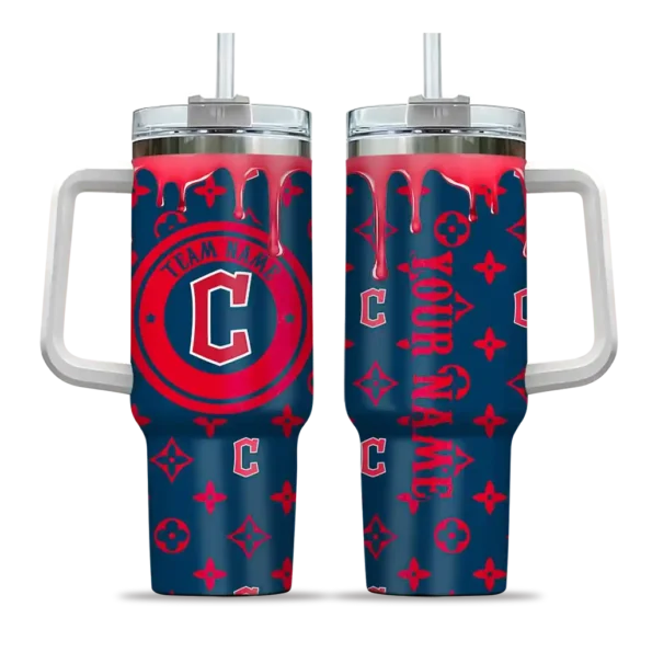 personalized cleveland guardians bullseye drips navy blue curved tumbler best selling 1 1.webp