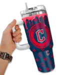 personalized cleveland guardians bullseye drips navy blue curved tumbler best selling 1 1.webp