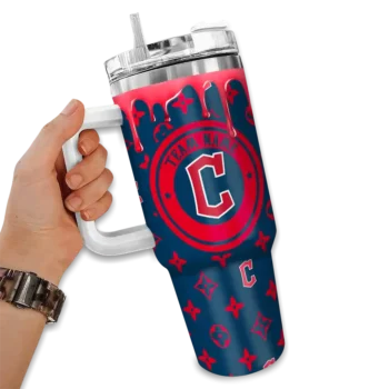 personalized cleveland guardians bullseye drips navy blue curved tumbler fashion forward 1 1.webp