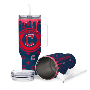 personalized cleveland guardians bullseye drips navy blue curved tumbler high quality 1 1.webp